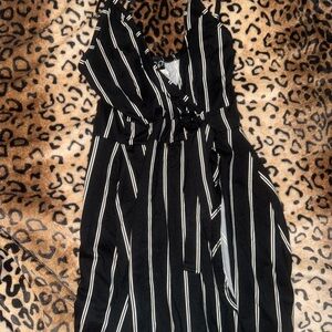 Black and White Striped Romper